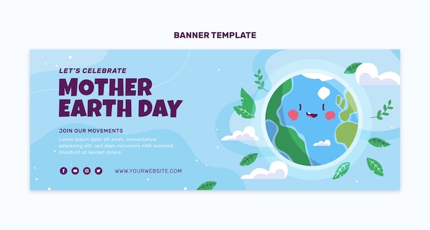 Flat earth day horizontal banner