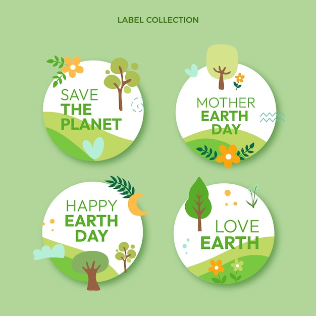 Flat earth day labels collection