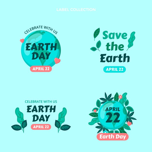 Flat earth day labels collection