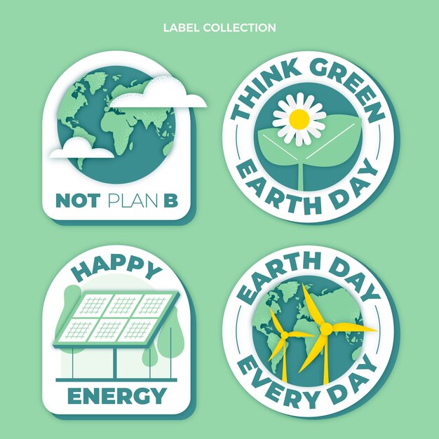 Flat earth day labels collection