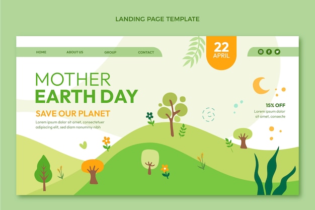 Flat earth day landing page template