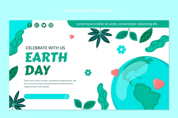 Flat earth day landing page template