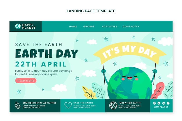 Flat earth day landing page template