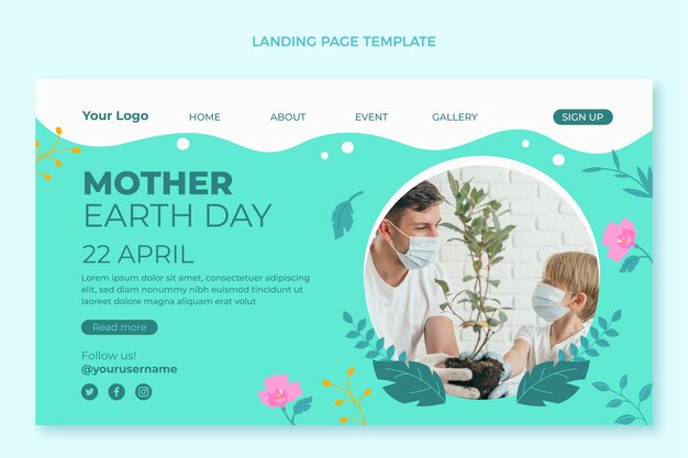 Flat earth day landing page template