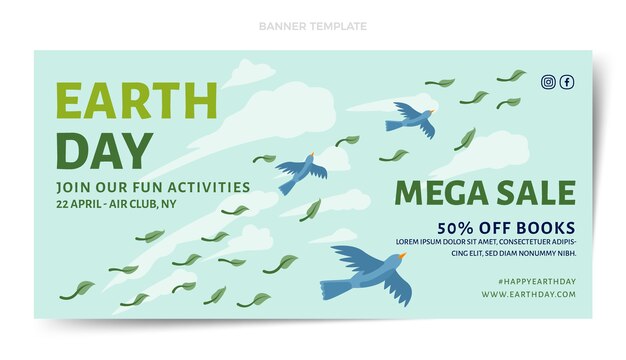 Free vector flat earth day sale horizontal banner