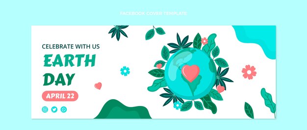 Flat earth day social media cover template