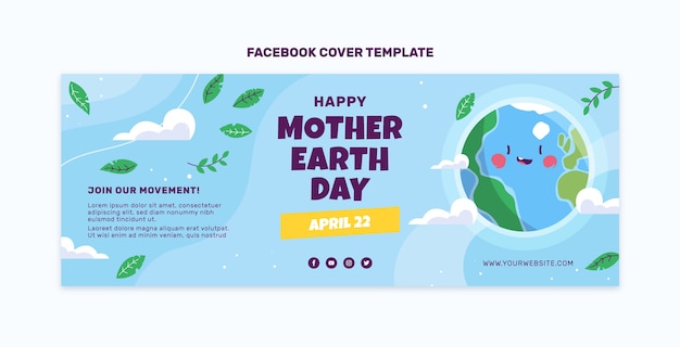 Flat earth day social media cover template