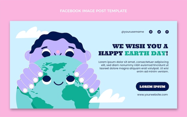 Free Vector flat earth day social media post template