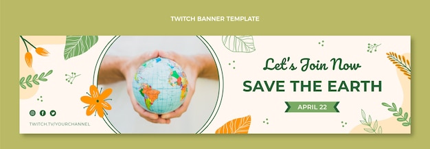 Free Vector flat earth day twitch banner