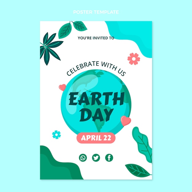 Flat earth day vertical poster template