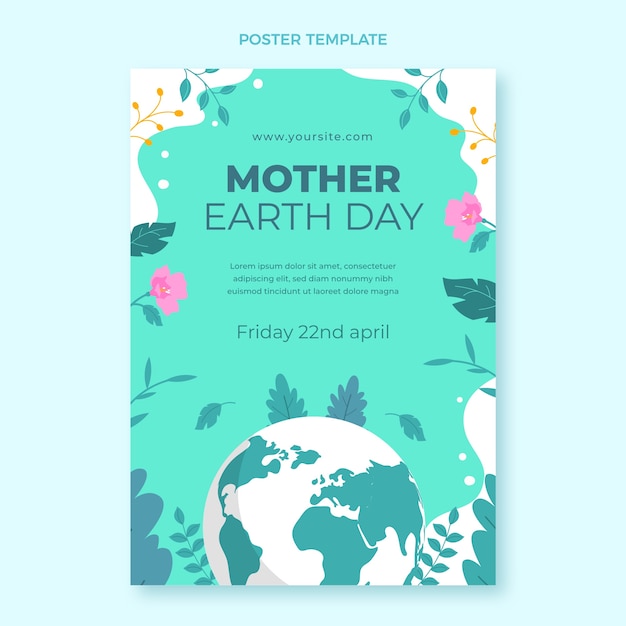 Free Vector flat earth day vertical poster template