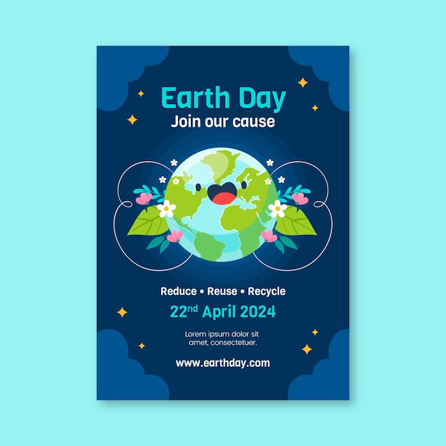 Free Vector flat earth day vertical poster template