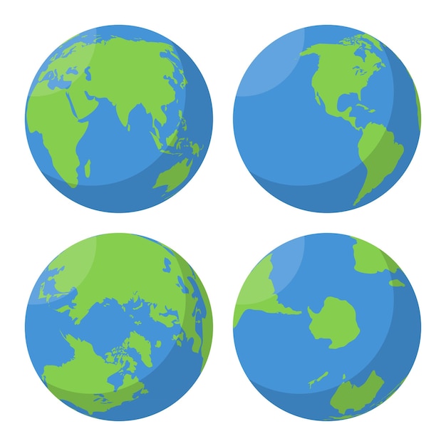 Free Vector flat earth globes set.