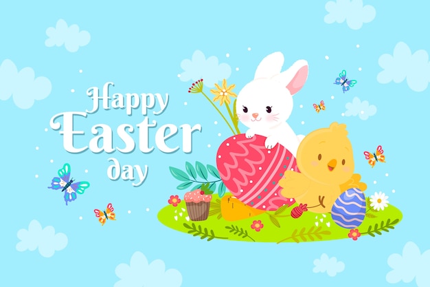 Flat easter background