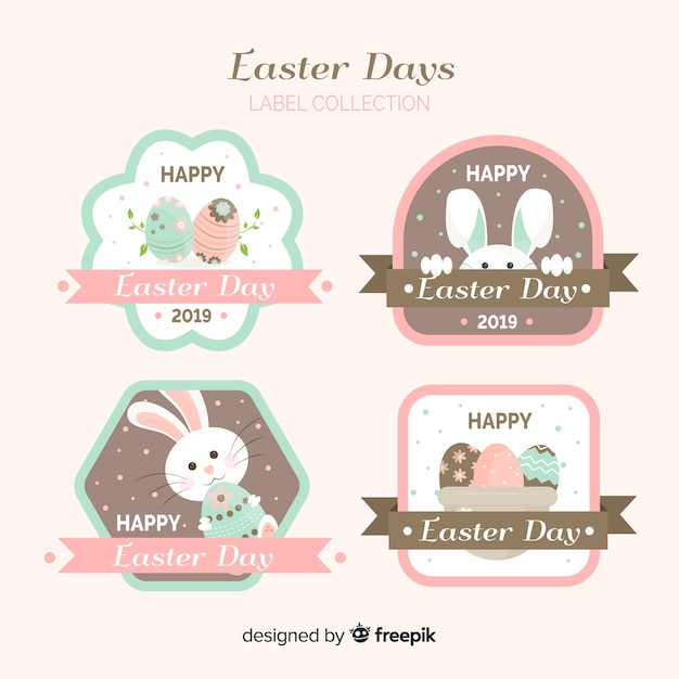 Flat easter badge collection