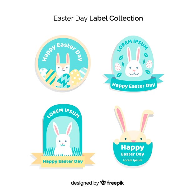 Flat easter badge collection