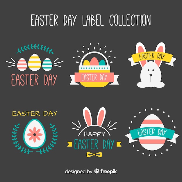 Flat easter badge collection