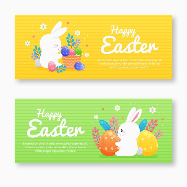 Flat easter banners collection