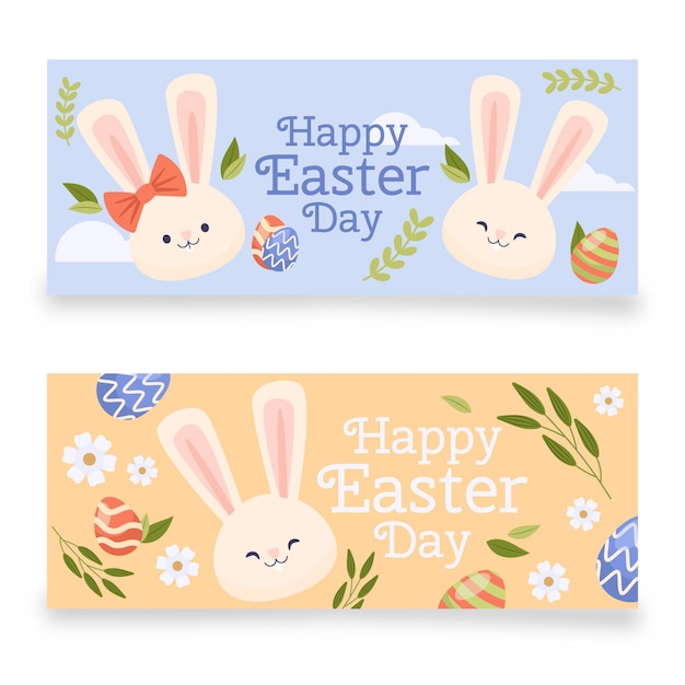 Flat easter banners set