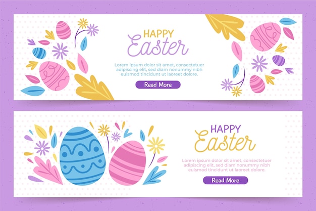 Flat easter banners