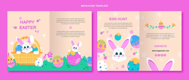 Flat easter brochure template