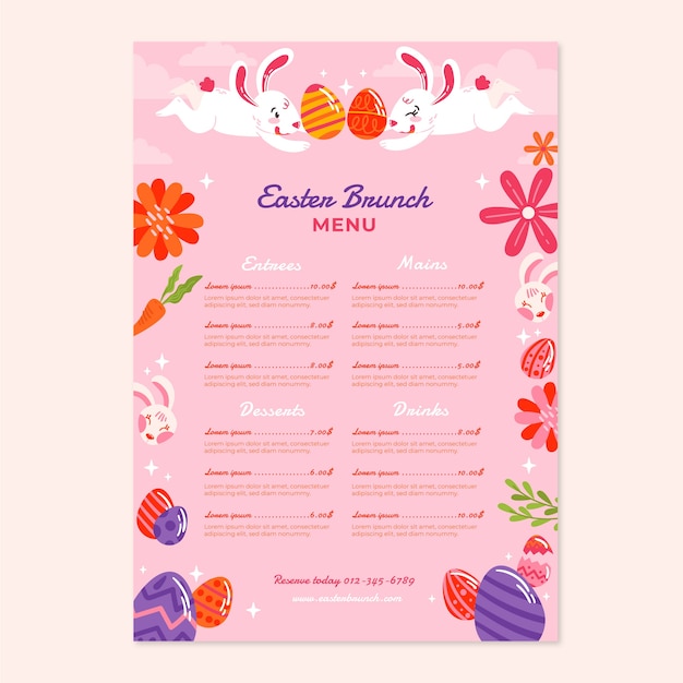 Flat easter brunch menu template