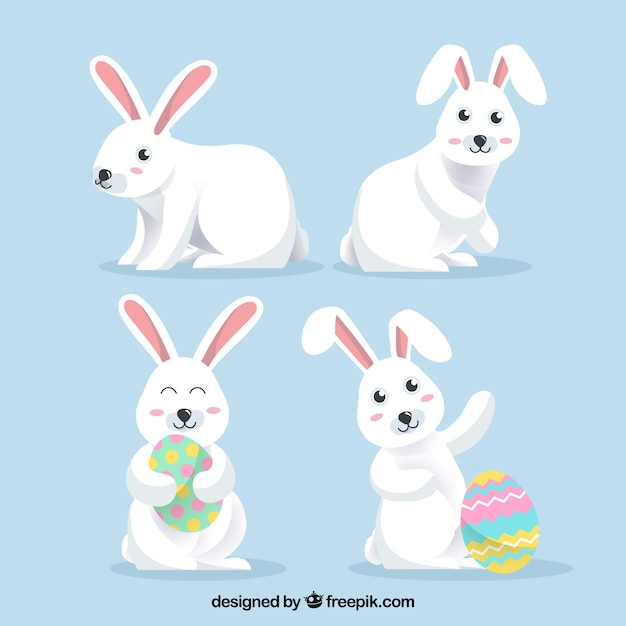 Flat easter bunnies collection