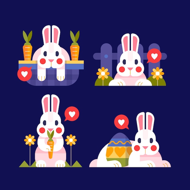 Free Vector flat easter bunnies collection