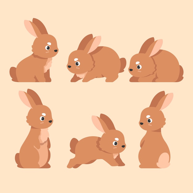 Free Vector flat easter bunnies collection