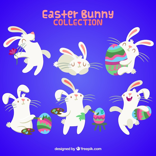 Free Vector flat easter bunny collection