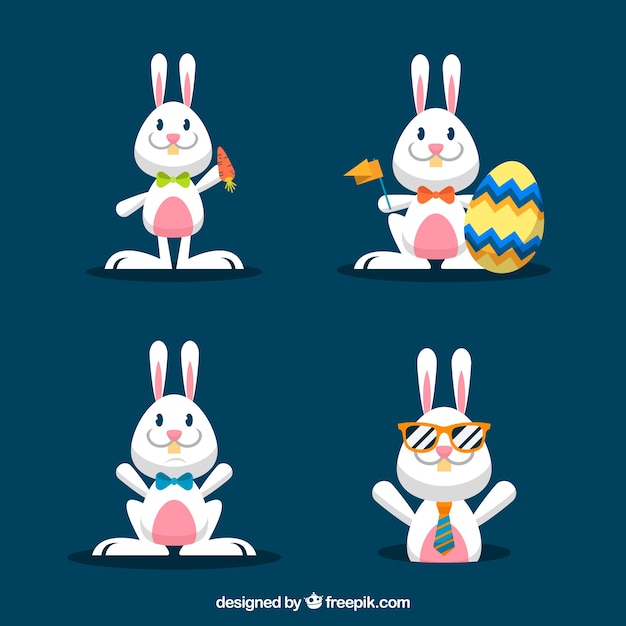 Free Vector flat easter bunny collection