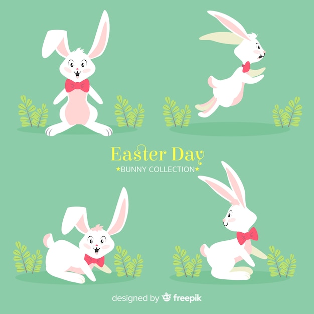 Free Vector flat easter bunny collection