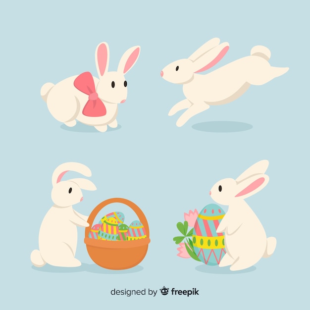 Flat easter bunny collection