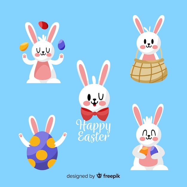 Free Vector flat easter bunny collection