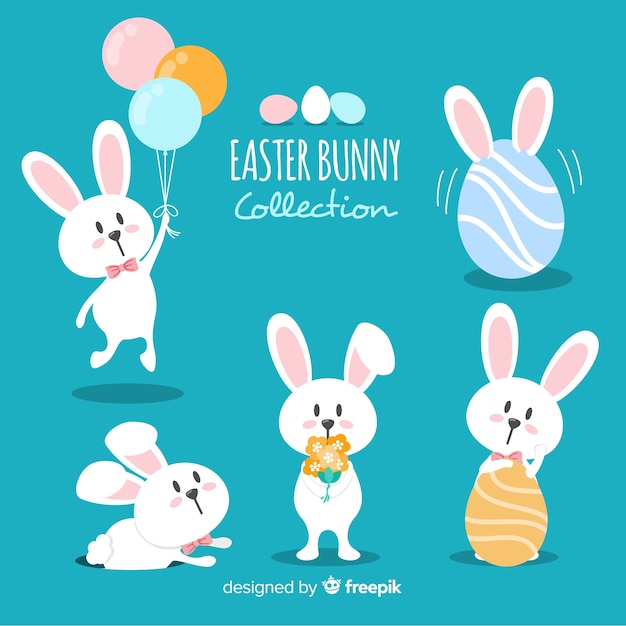 Flat easter bunny collection