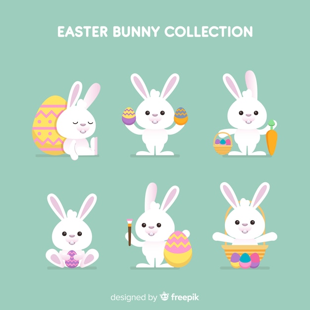 Free Vector flat easter bunny collection