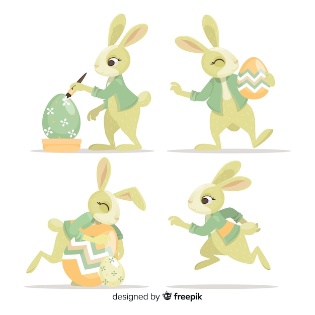 Free Vector flat easter bunny collection