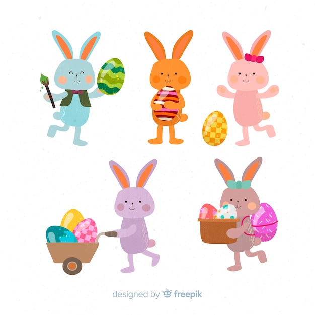 Flat easter bunny collection