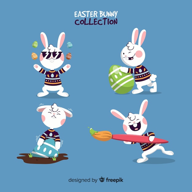 Free Vector flat easter bunny collection