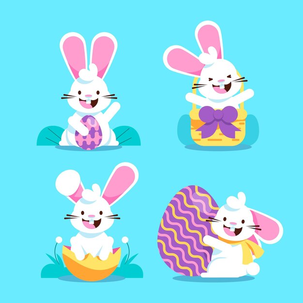 Flat easter bunny collection