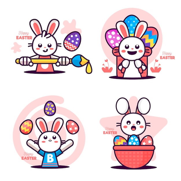 Flat easter bunny collection