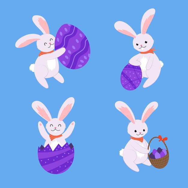 Flat easter bunny collection