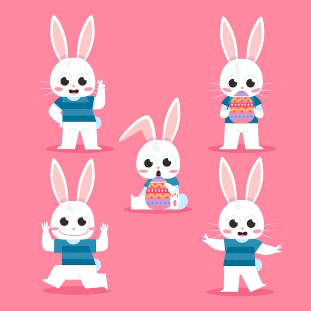 Free Vector flat easter bunny collection