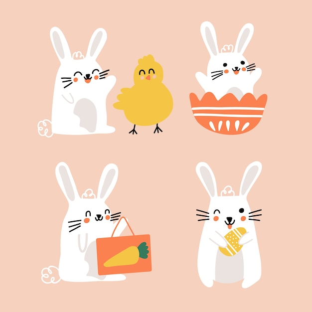 Flat easter bunny collection