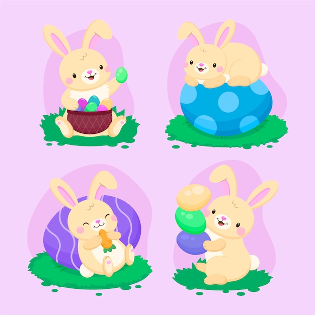 Flat easter bunny collection