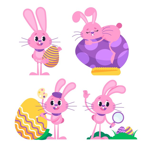 Flat easter bunny collection