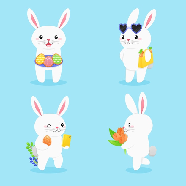 Flat easter bunny collection