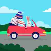 Free vector flat easter car illustration