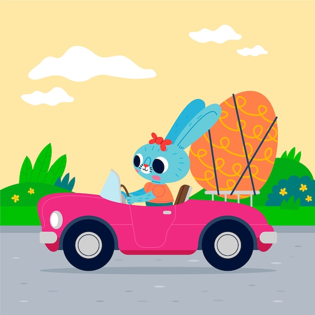 Free vector flat easter car illustration