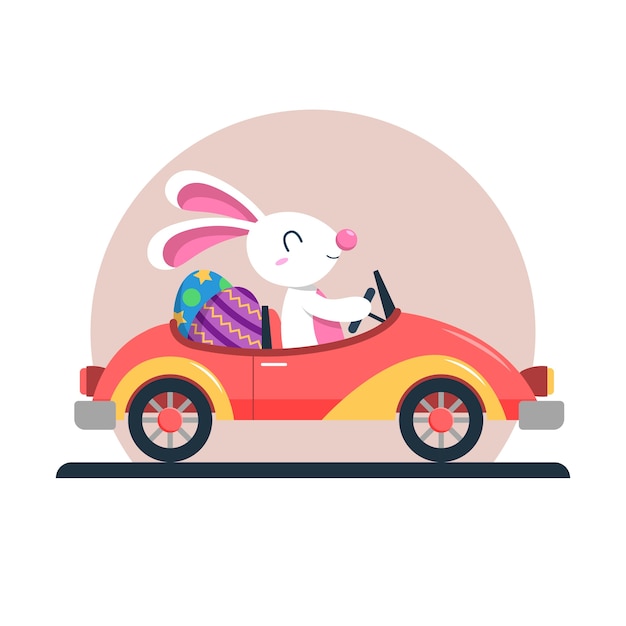 Free vector flat easter car illustration